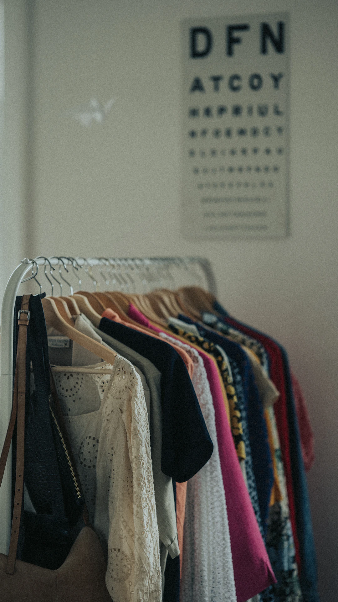 a wall with clothes on it